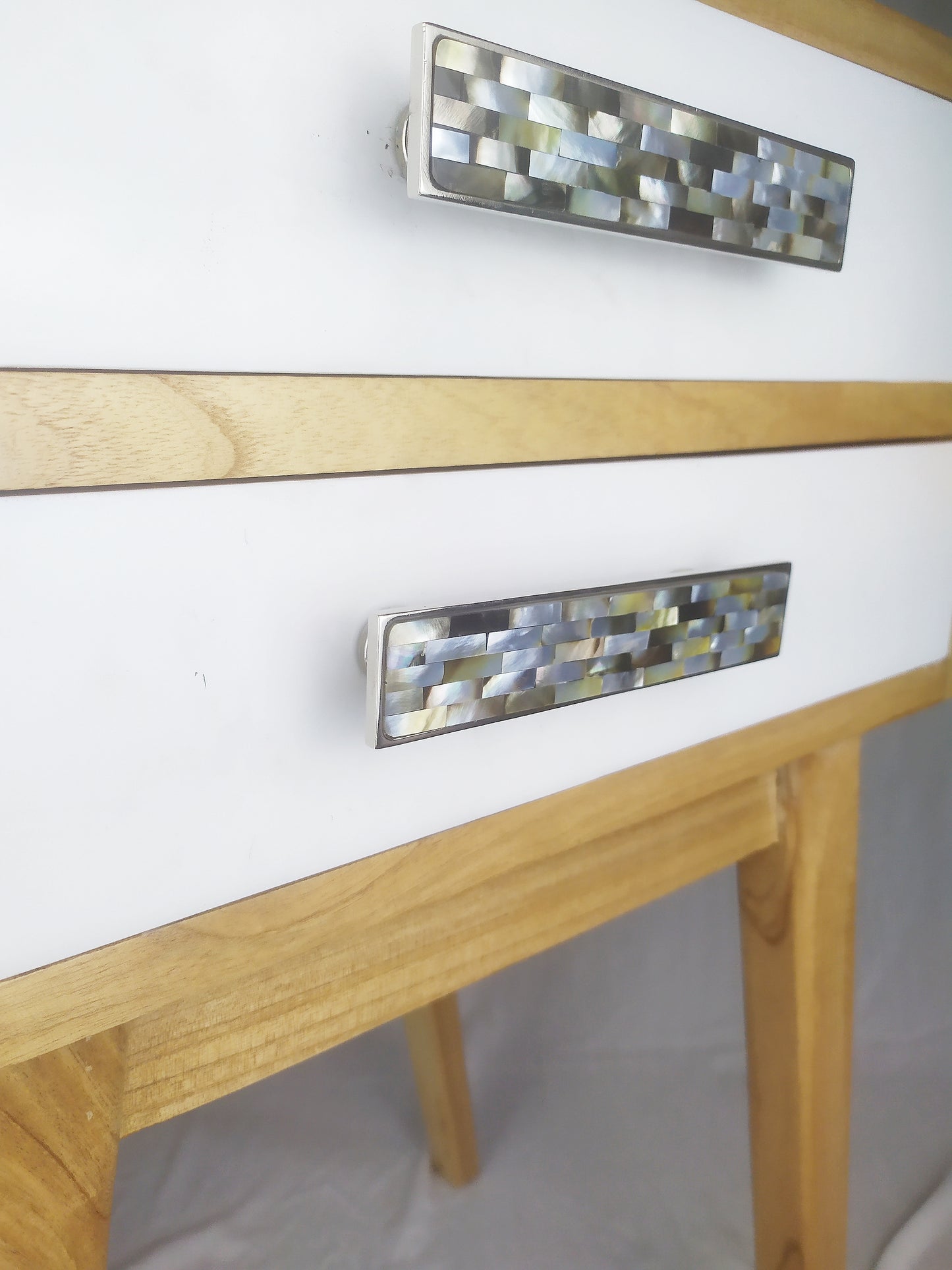 Inlaid Mother of Pearl Long Bar Pull - Pearl Cabinet Bar Handle