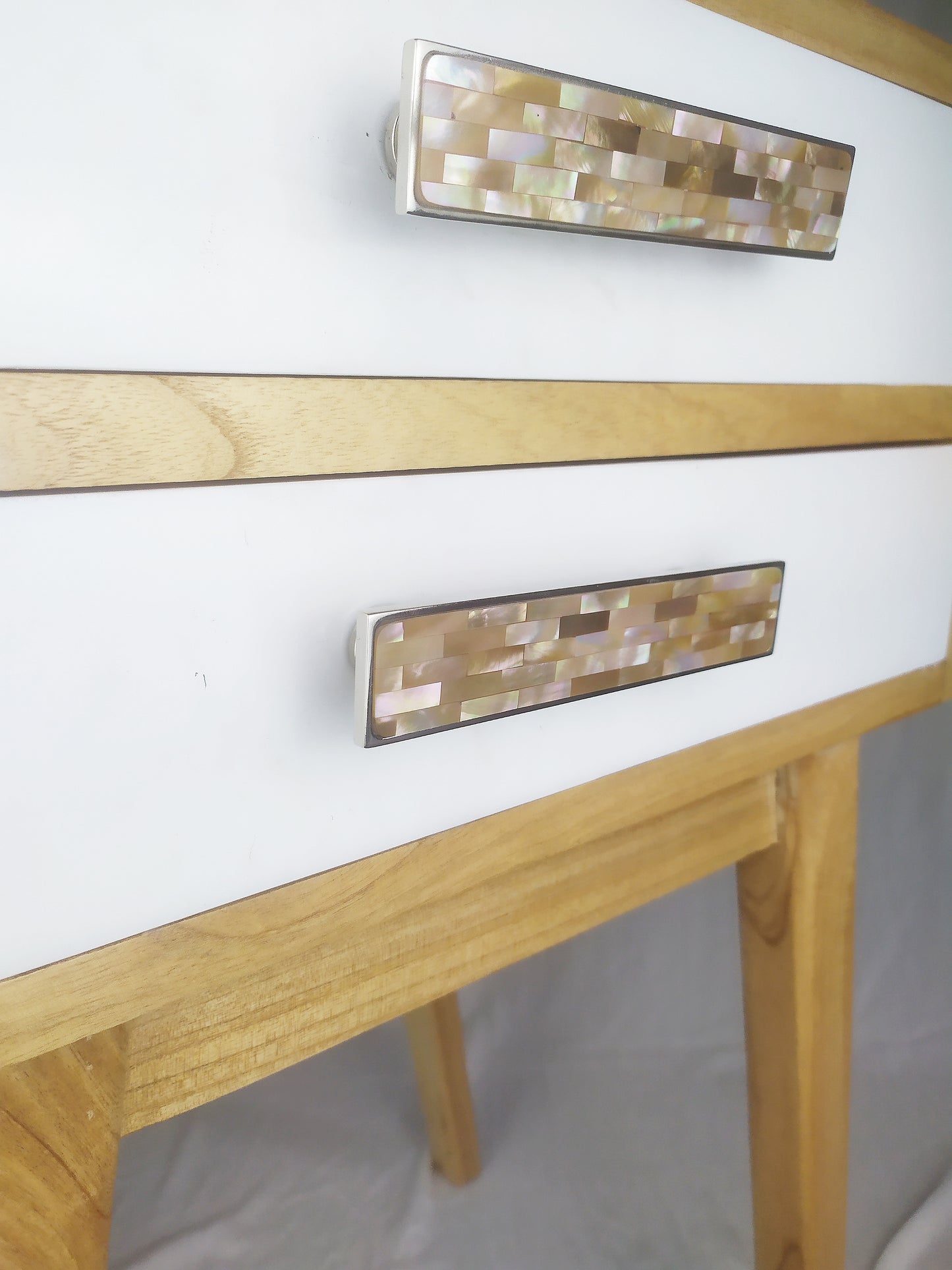 Inlaid Mother of Pearl Long Bar Pull - Pearl Cabinet Bar Handle