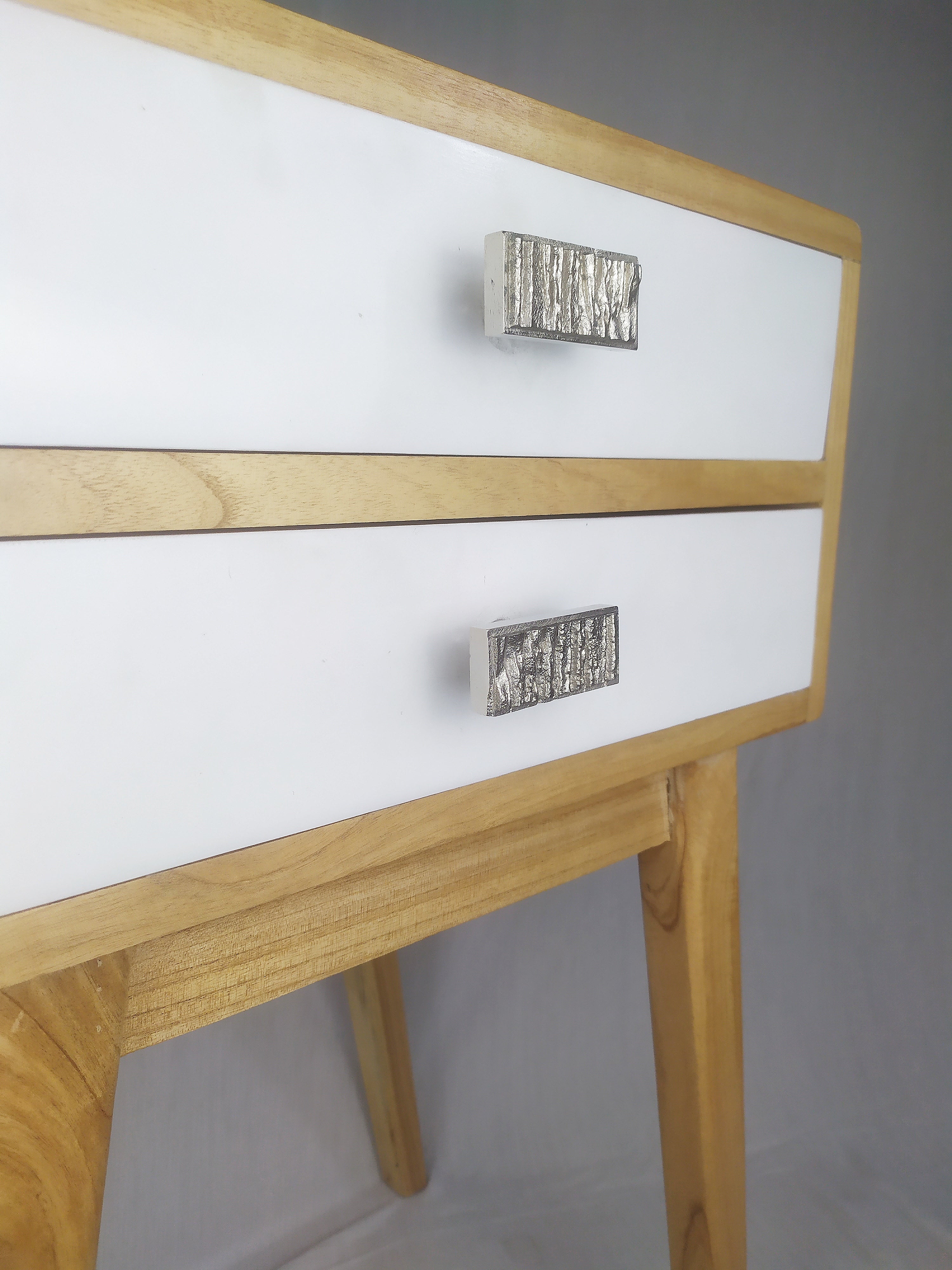 Wood Burn Short Bar Knob - Textured Metal Cabinet Knob