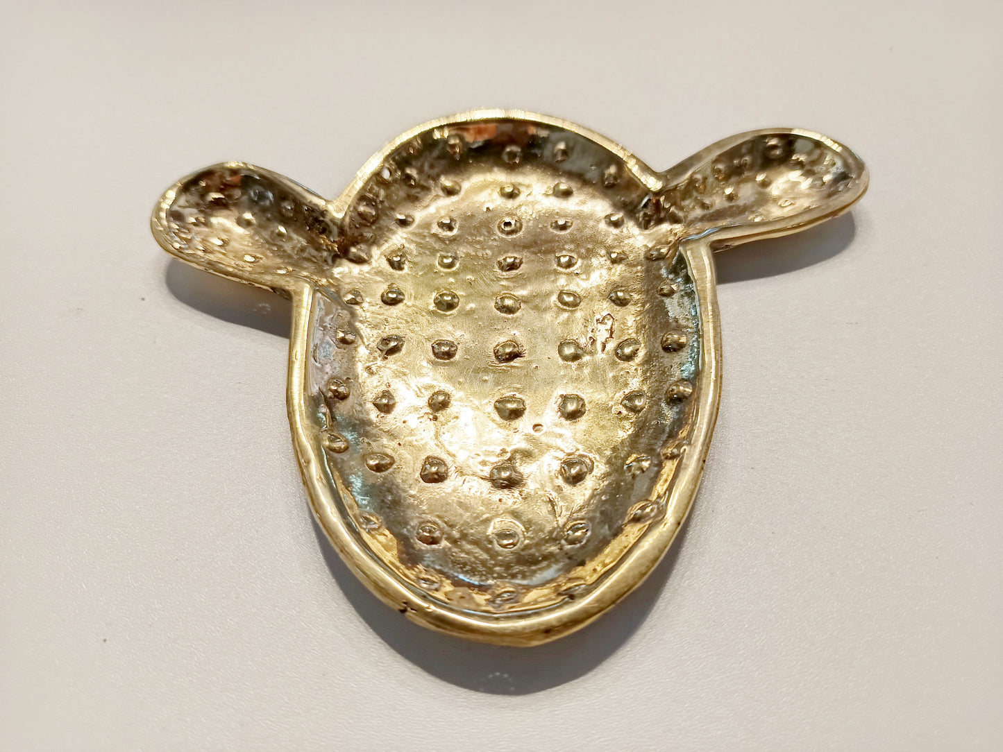 Cactus brass ring dish, antique brass trinket plate