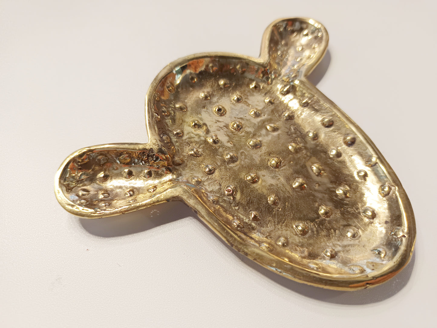 Cactus brass ring dish, antique brass trinket plate