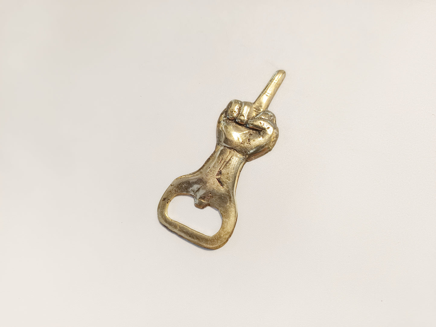 Fuck you brass bottle opener, antique brass middle finger cap opener