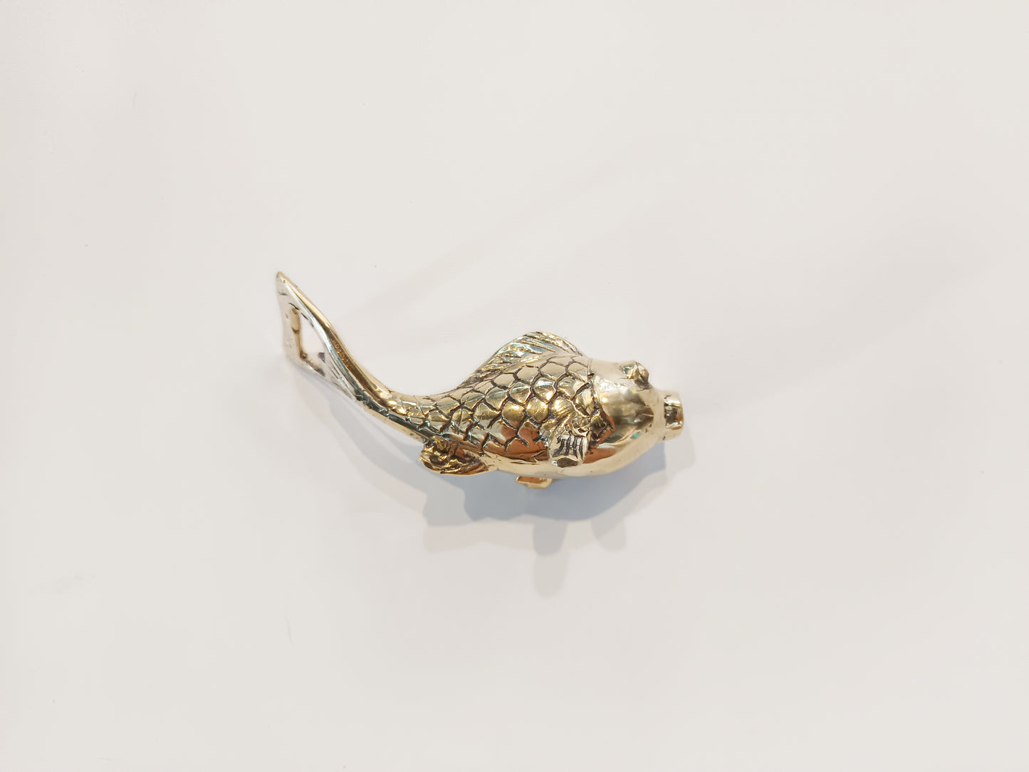 Japanese Gold fish brass bottle opener, antique brass carp cap opener