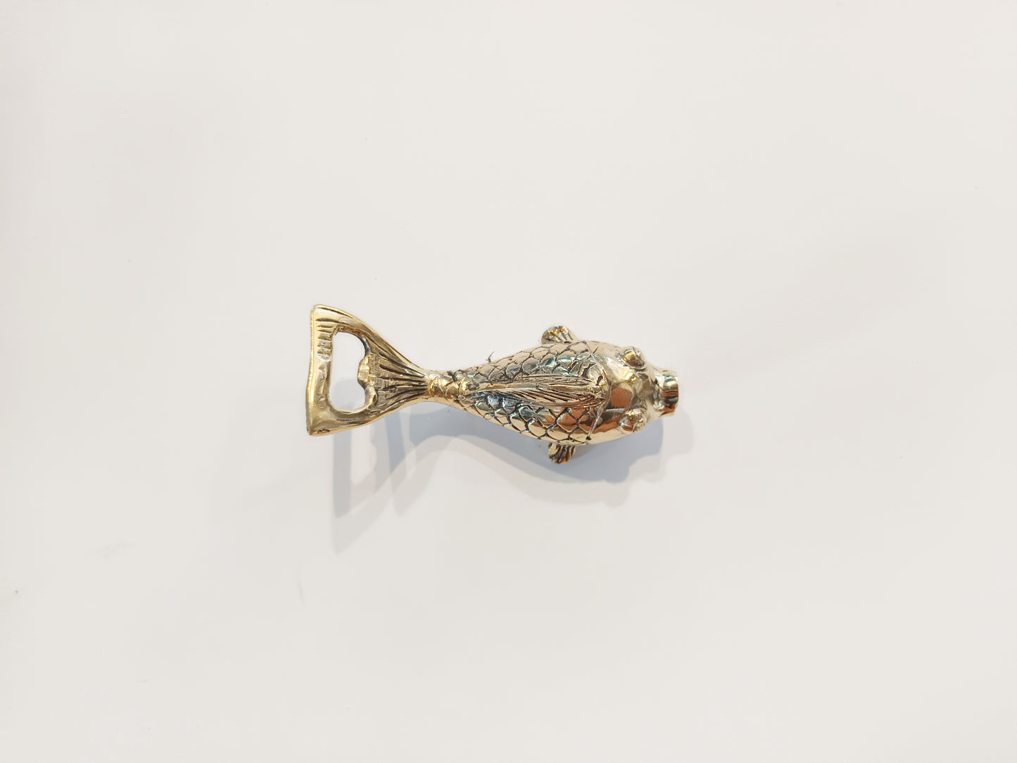 Japanese Gold fish brass bottle opener, antique brass carp cap opener