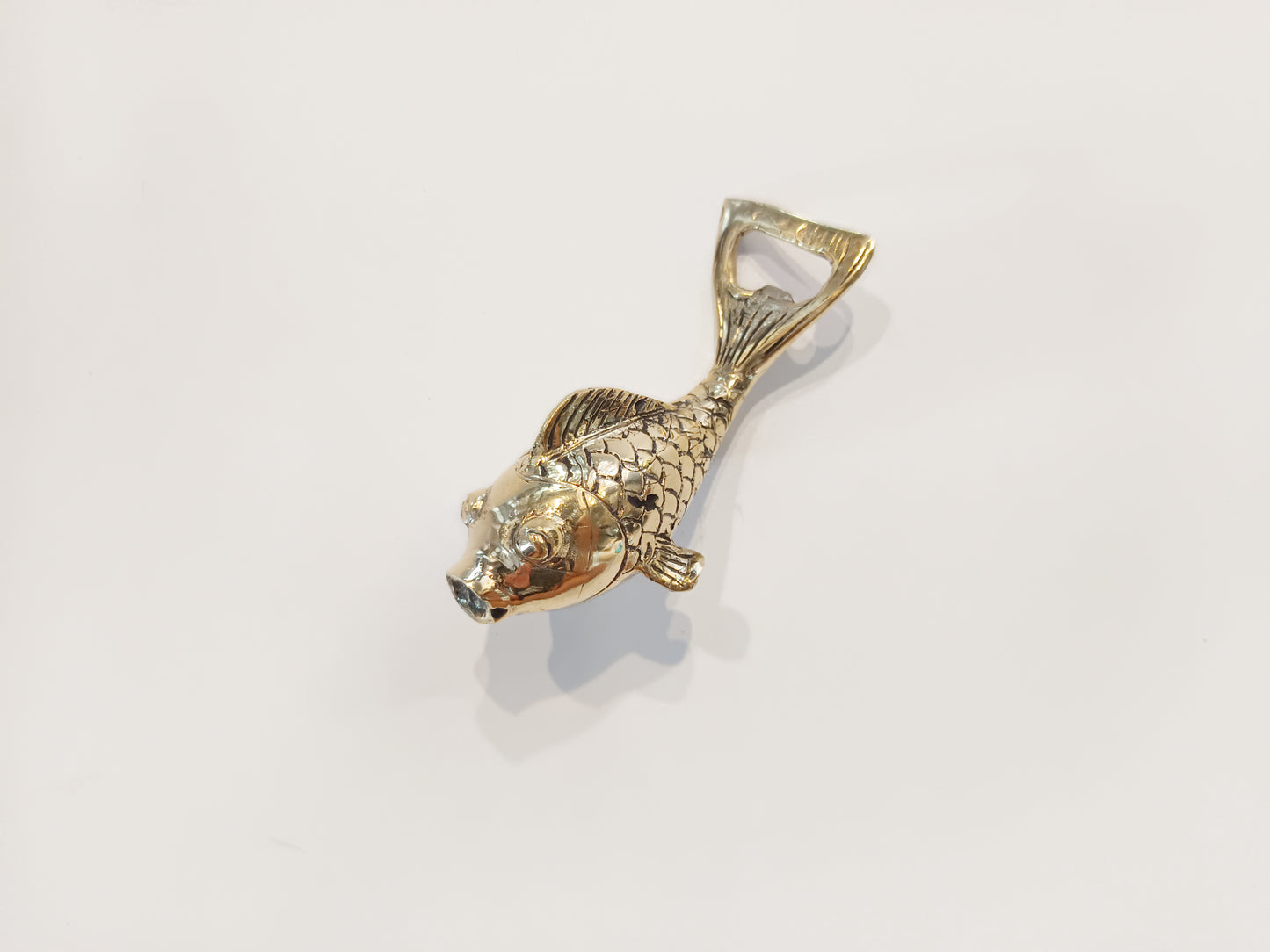 Japanese Gold fish brass bottle opener, antique brass carp cap opener