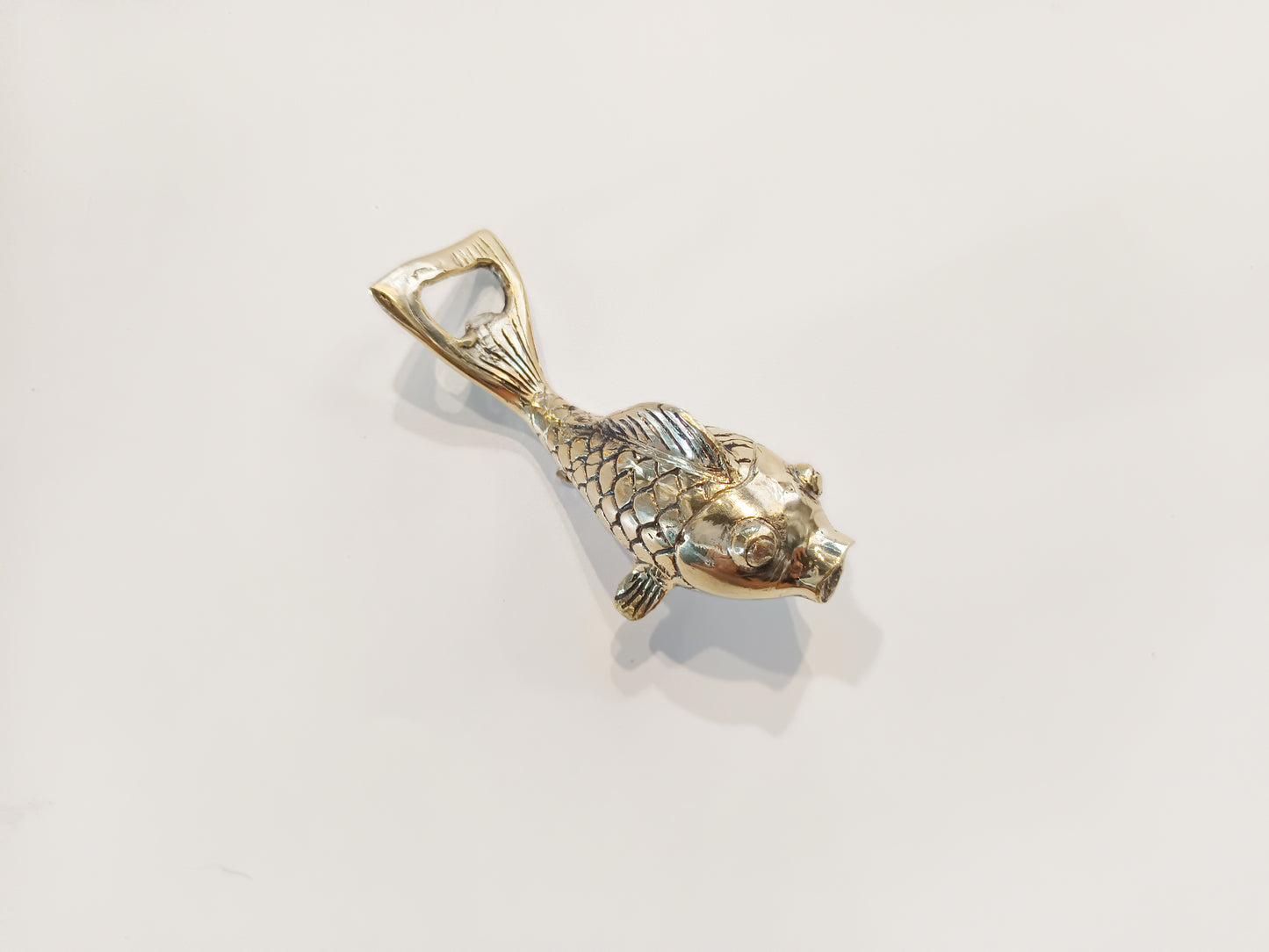 Japanese Gold fish brass bottle opener, antique brass carp cap opener
