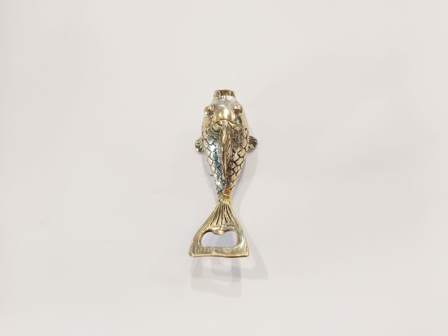Japanese Gold fish brass bottle opener, antique brass carp cap opener