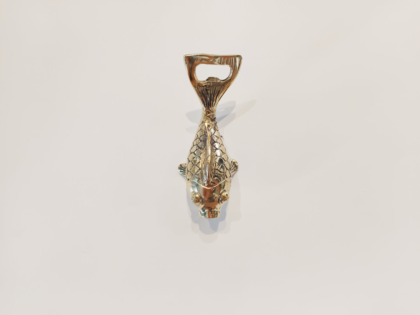 Japanese Gold fish brass bottle opener, antique brass carp cap opener