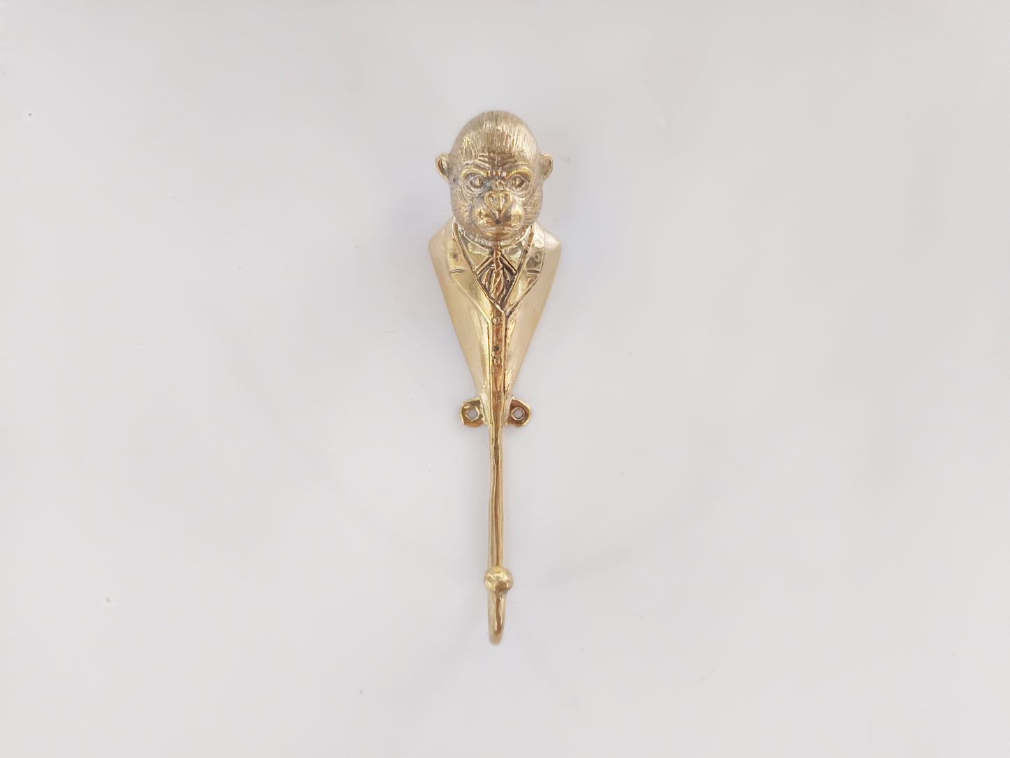 Monkey boss brass wall hook, antique brass ape in suit coat rack