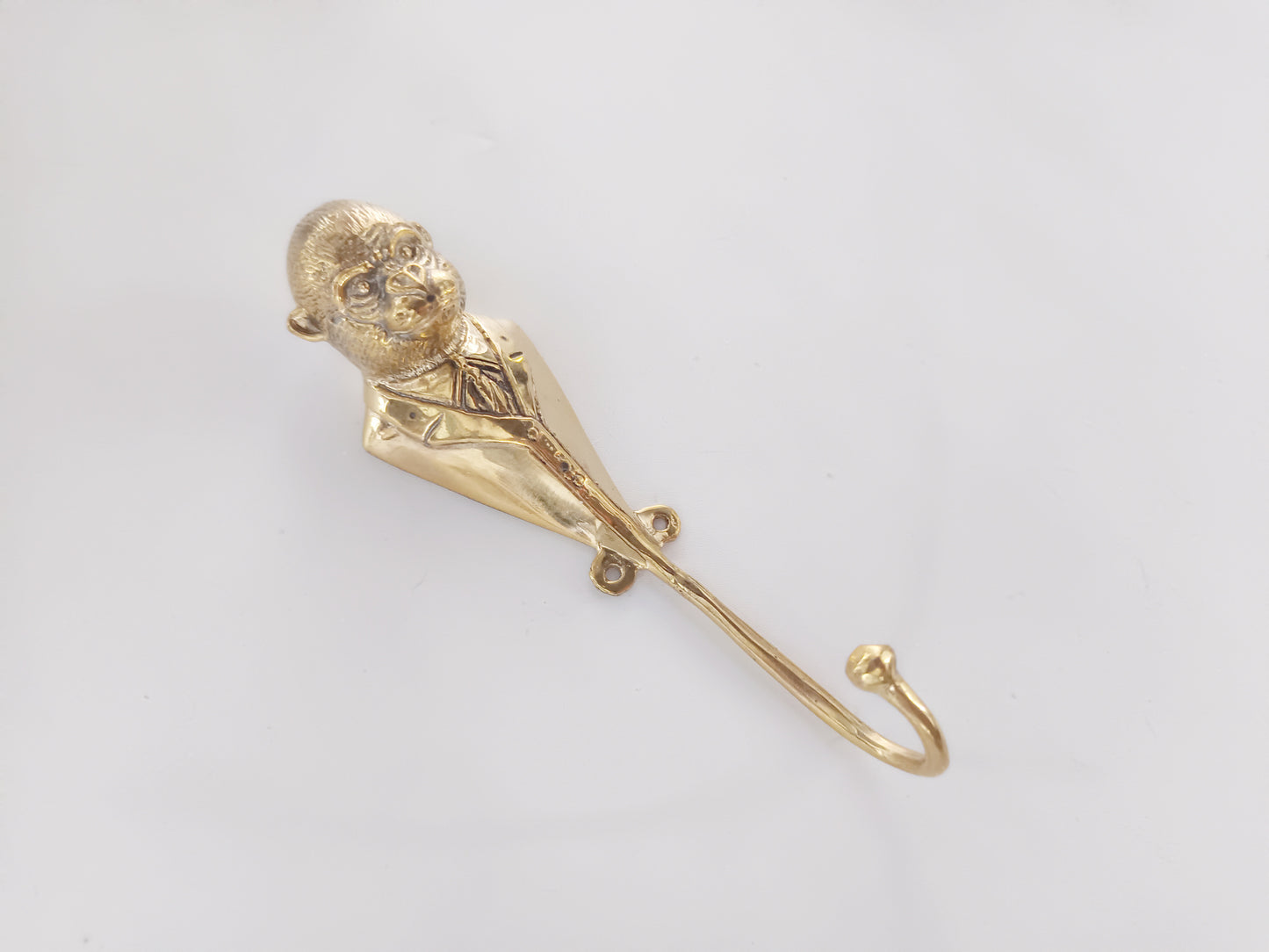 Monkey boss brass wall hook, antique brass ape in suit coat rack