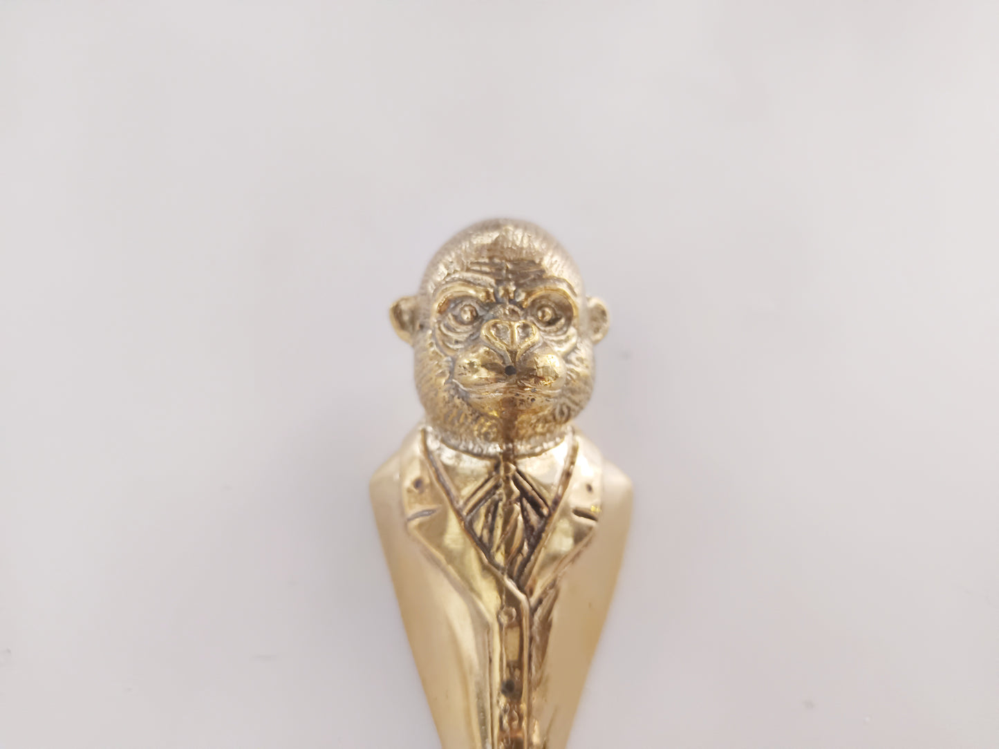 Monkey boss brass wall hook, antique brass ape in suit coat rack