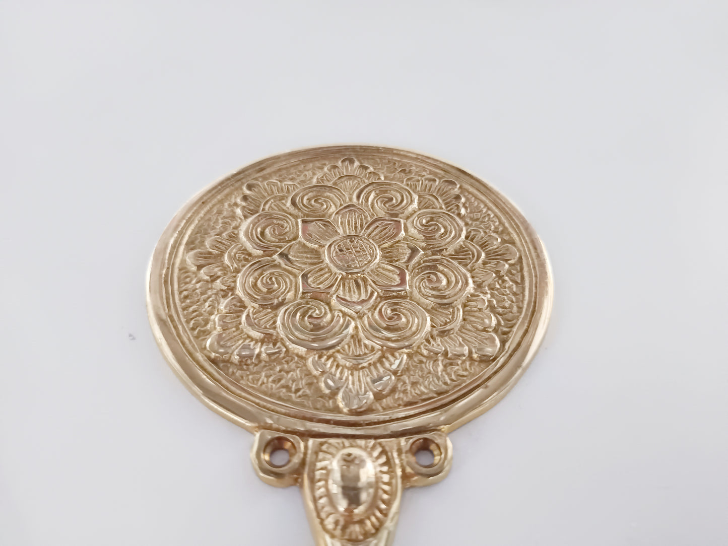 Round lotus brass wall hook, antique brass round flower coat rack