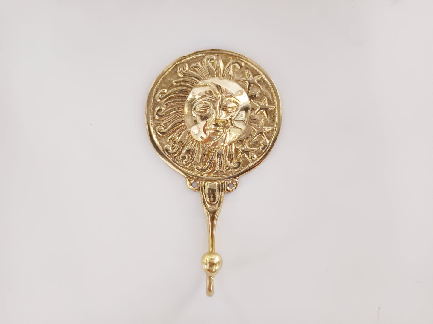 Round eye of the sun brass wall hook, antique brass round sun eye coat rack