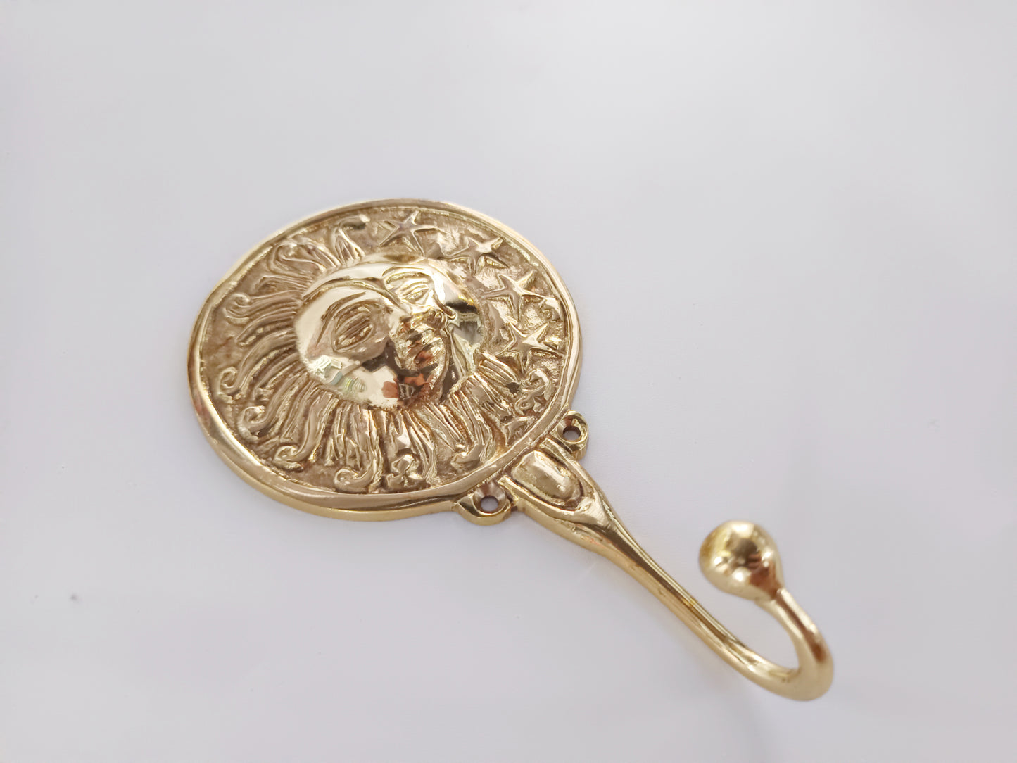 Round eye of the sun brass wall hook, antique brass round sun eye coat rack
