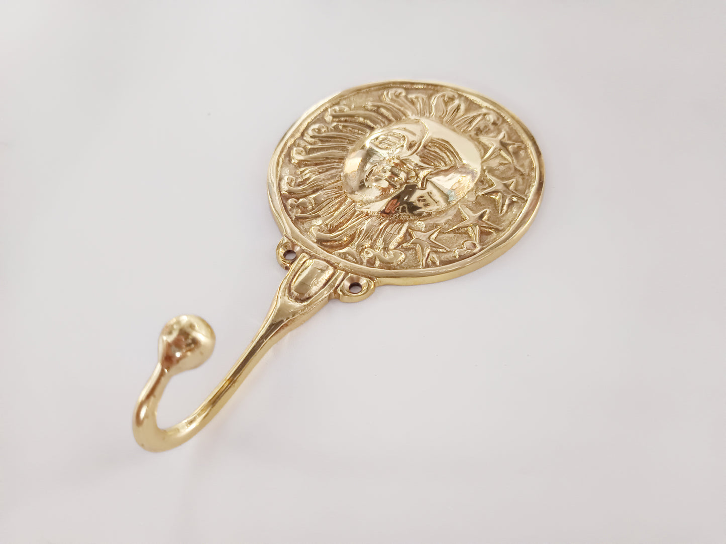 Round eye of the sun brass wall hook, antique brass round sun eye coat rack