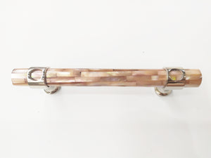 Inlaid mosaic pink mother of pearl long tube handle pull in nickel plating