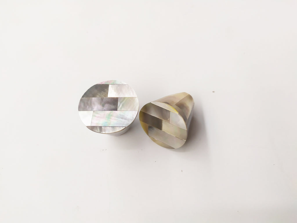 Cone gray mother of pearl cabinet knob