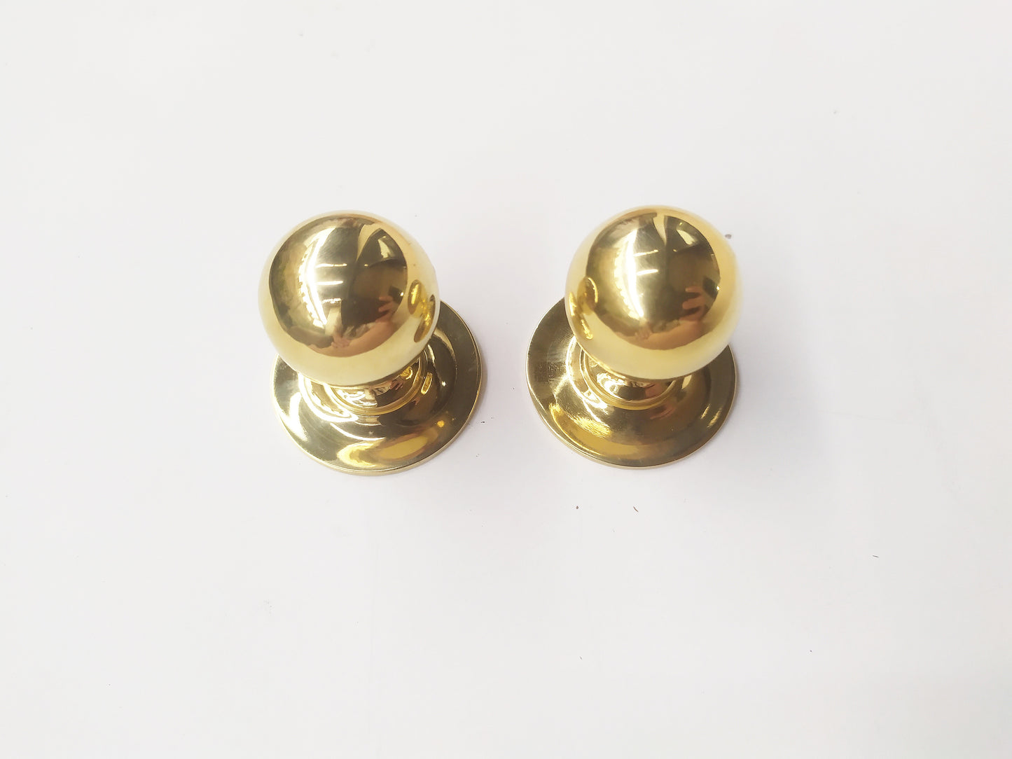 Solid Brass Polished Knob - Brass Round Ball Cabinet Knob - set of 2.