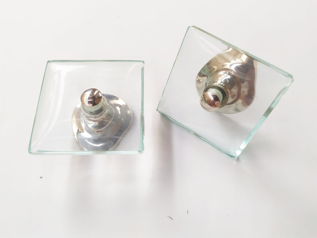 Glass transparent wide square cabinet knob
