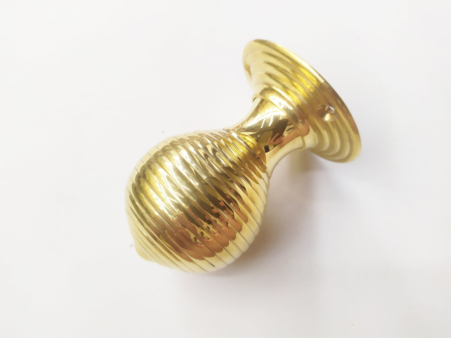 Beehive solid casted brass turning door in brass plating , side view