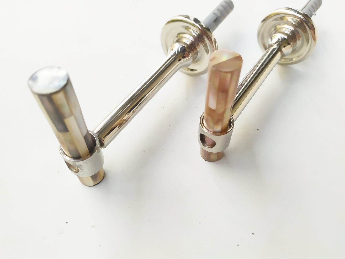 Inlaid Mother of Pearl Short Tube Holdback - Pearl Curtain Tieback