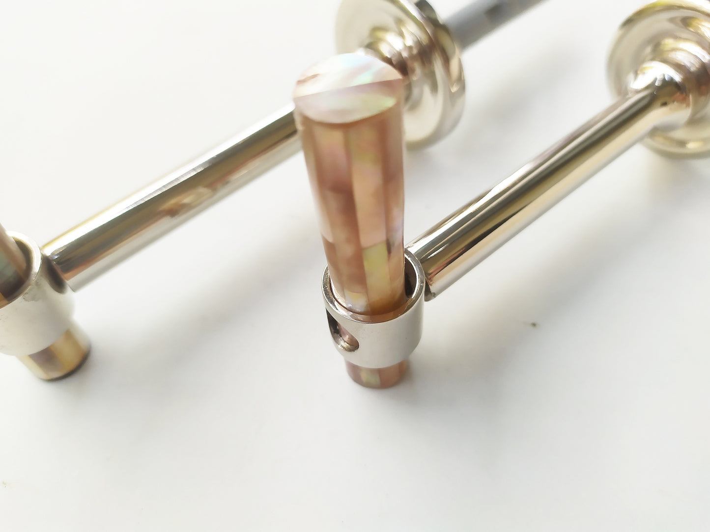 Inlaid Mother of Pearl Short Tube Holdback - Pearl Curtain Tieback