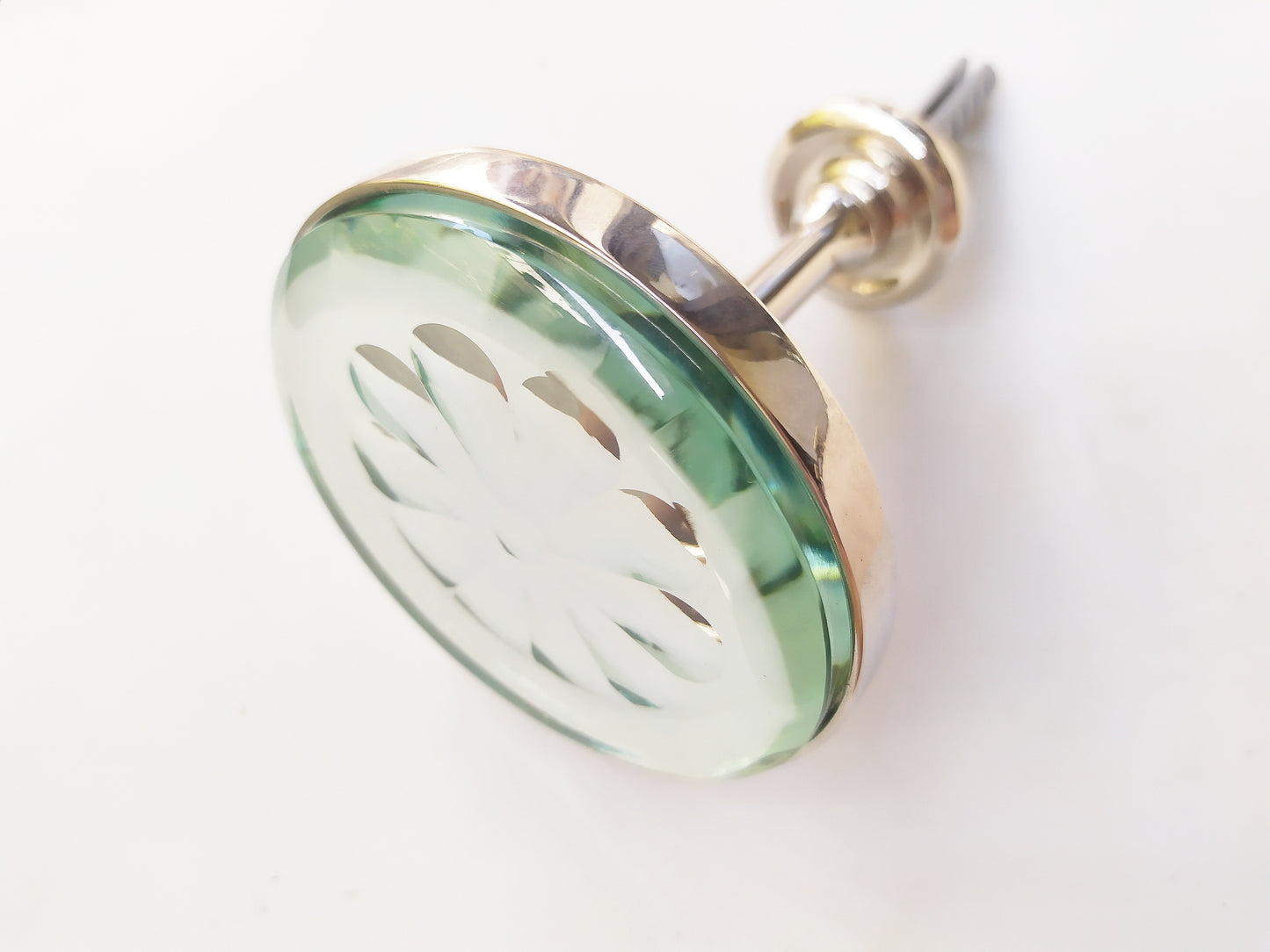 Inlaid engraved mirror round curtain holdback