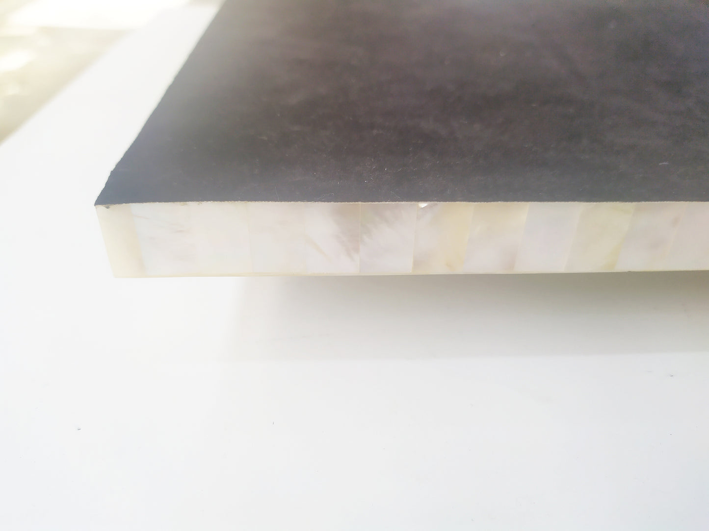 Mother of Pearl Square Decorative Tray - Pearl White Tray with Mother of Pearl Bridge Bow Handles