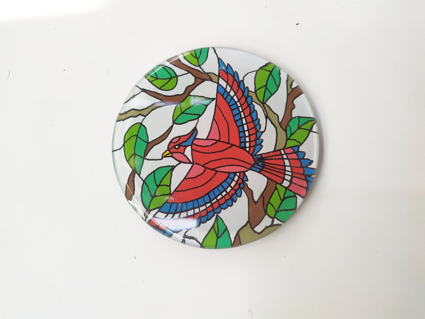 Bird animal round glass mirror coaster