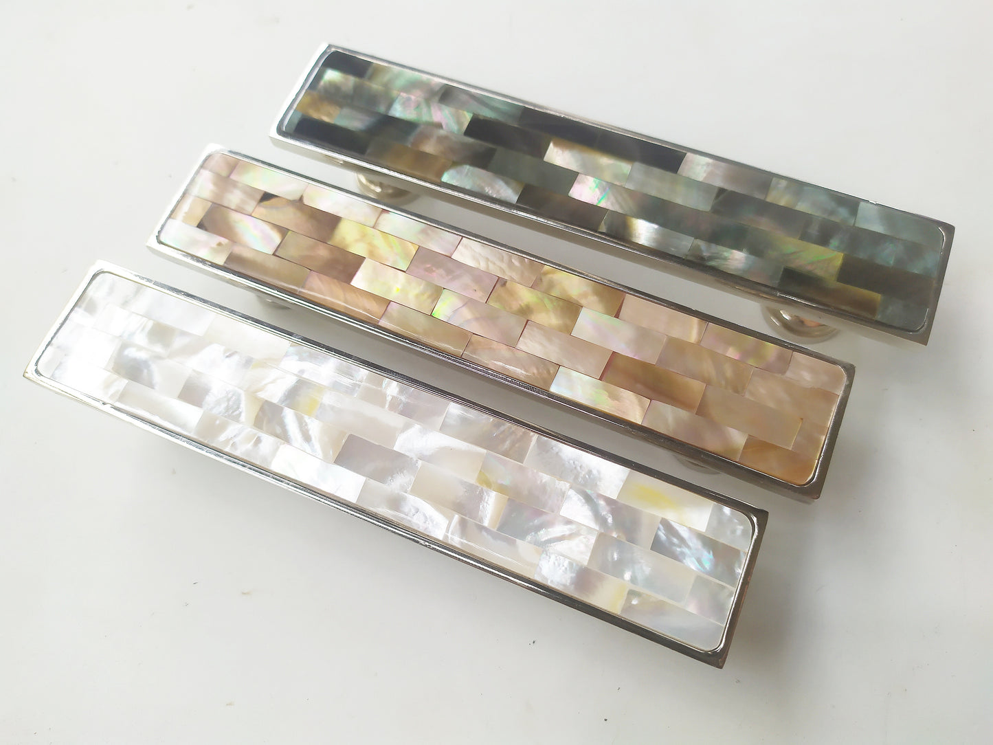 Inlaid Mother of Pearl Long Bar Pull - Pearl Cabinet Bar Handle