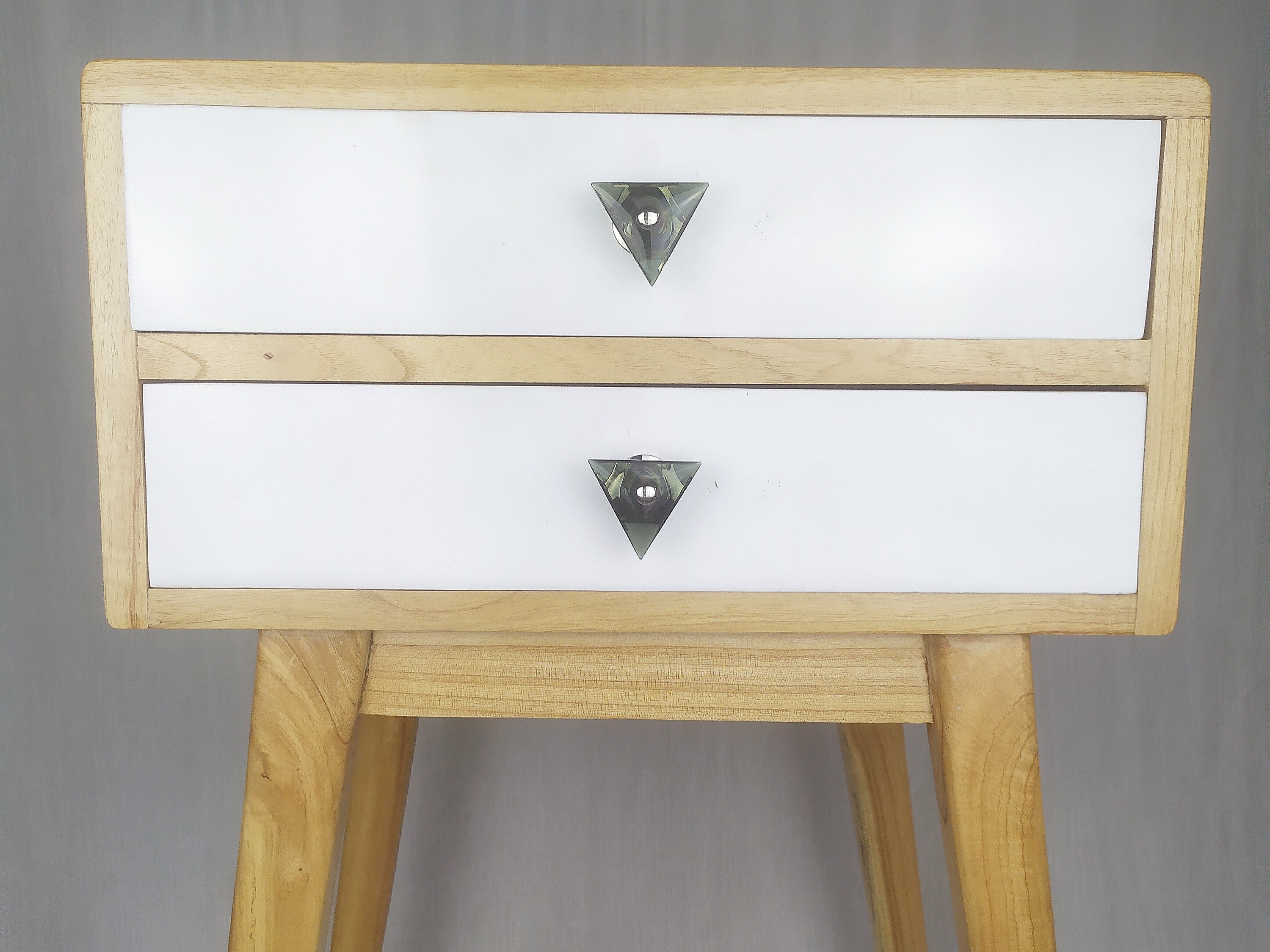 Glass Triangle Knob - Mirror Cabinet Knob , set of 2