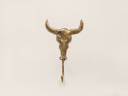 Horned bull brass wall hook, antique brass angry cow coat rack
