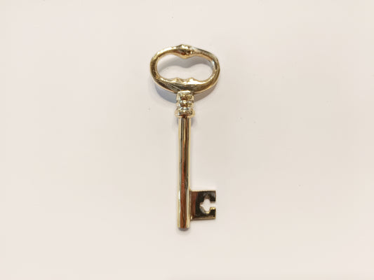 Treasure key brass bottle opener, antique brass chest key cap opener