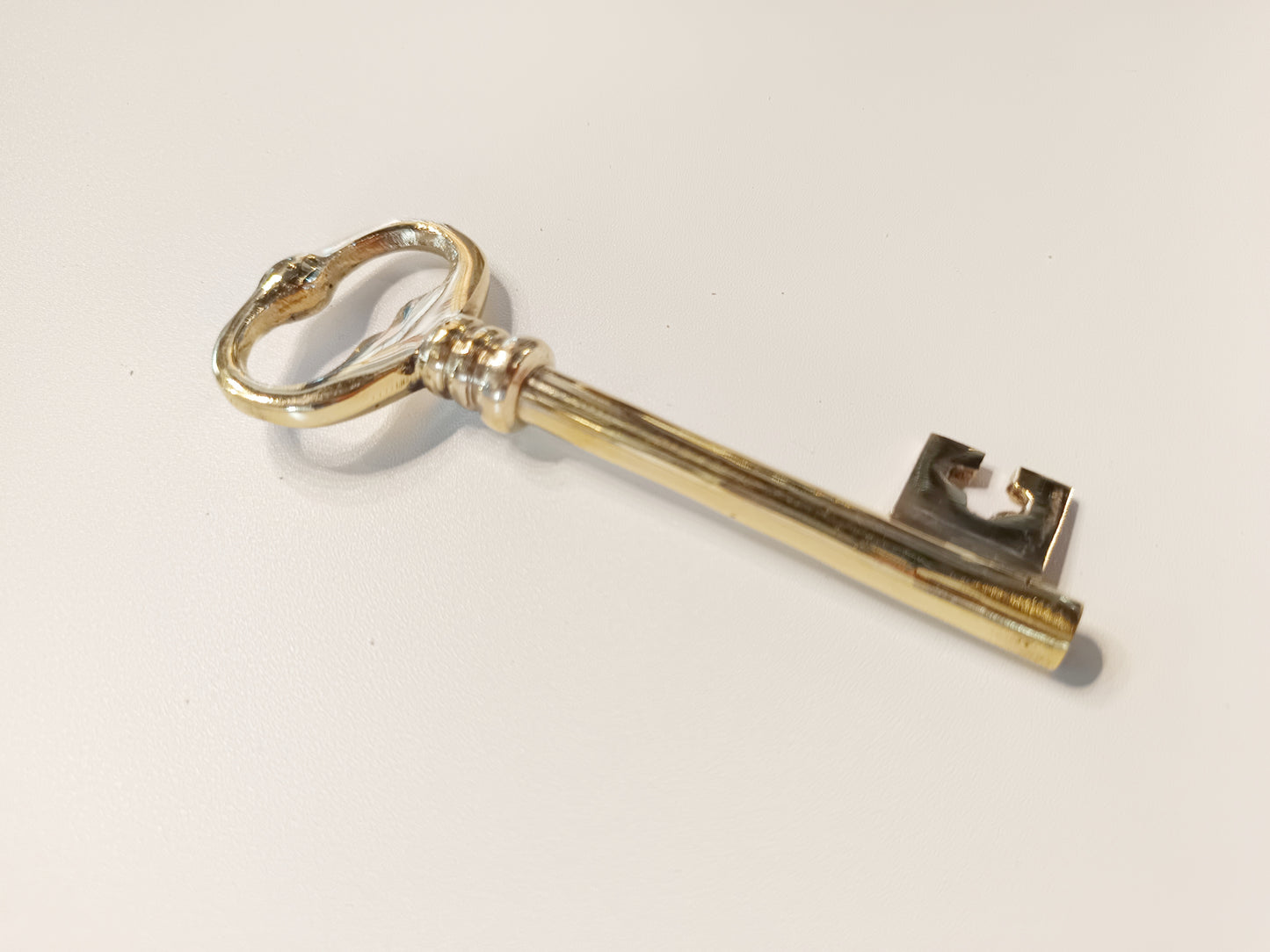 Treasure key brass bottle opener, antique brass chest key cap opener