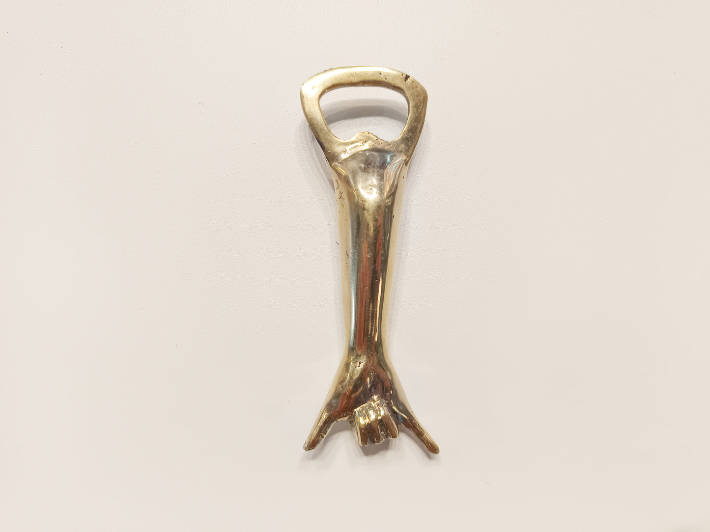 Hang loose brass bottle opener, antique brass shaka sign cap opener