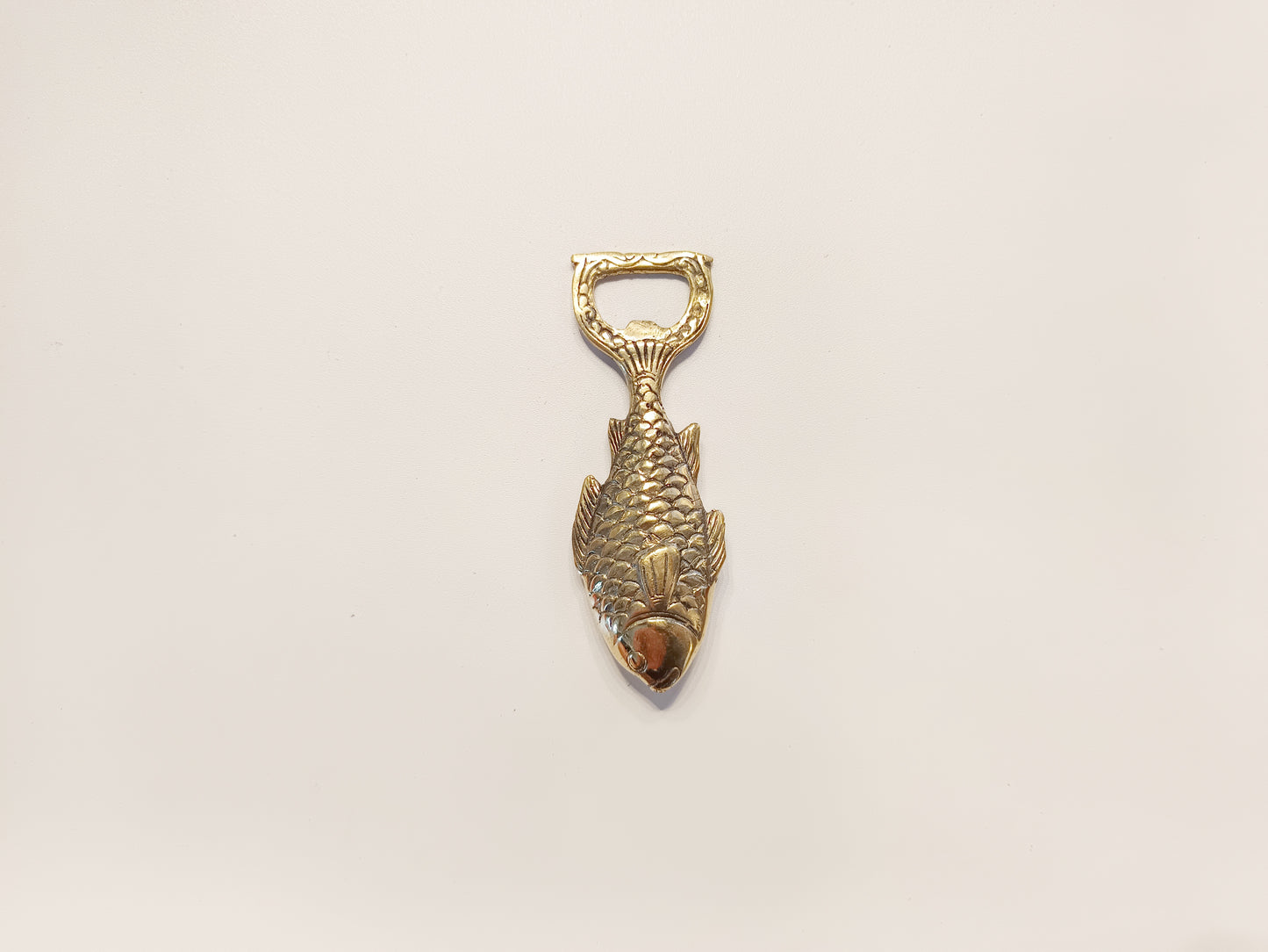 Gold fish brass bottle opener, antique brass carp cap opener