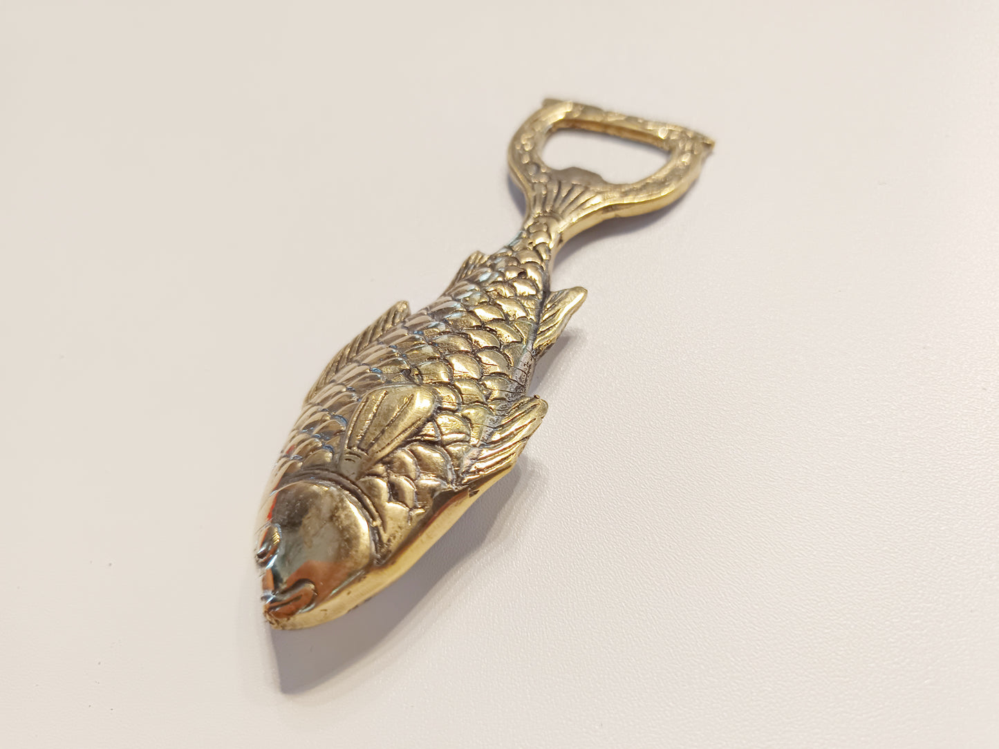 Gold fish brass bottle opener, antique brass carp cap opener