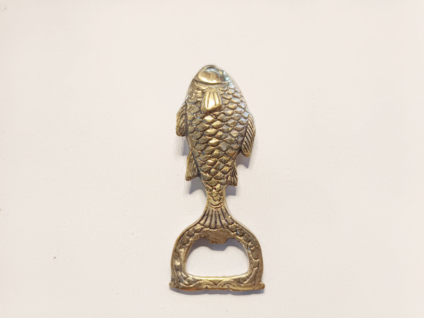 Gold fish brass bottle opener, antique brass carp cap opener