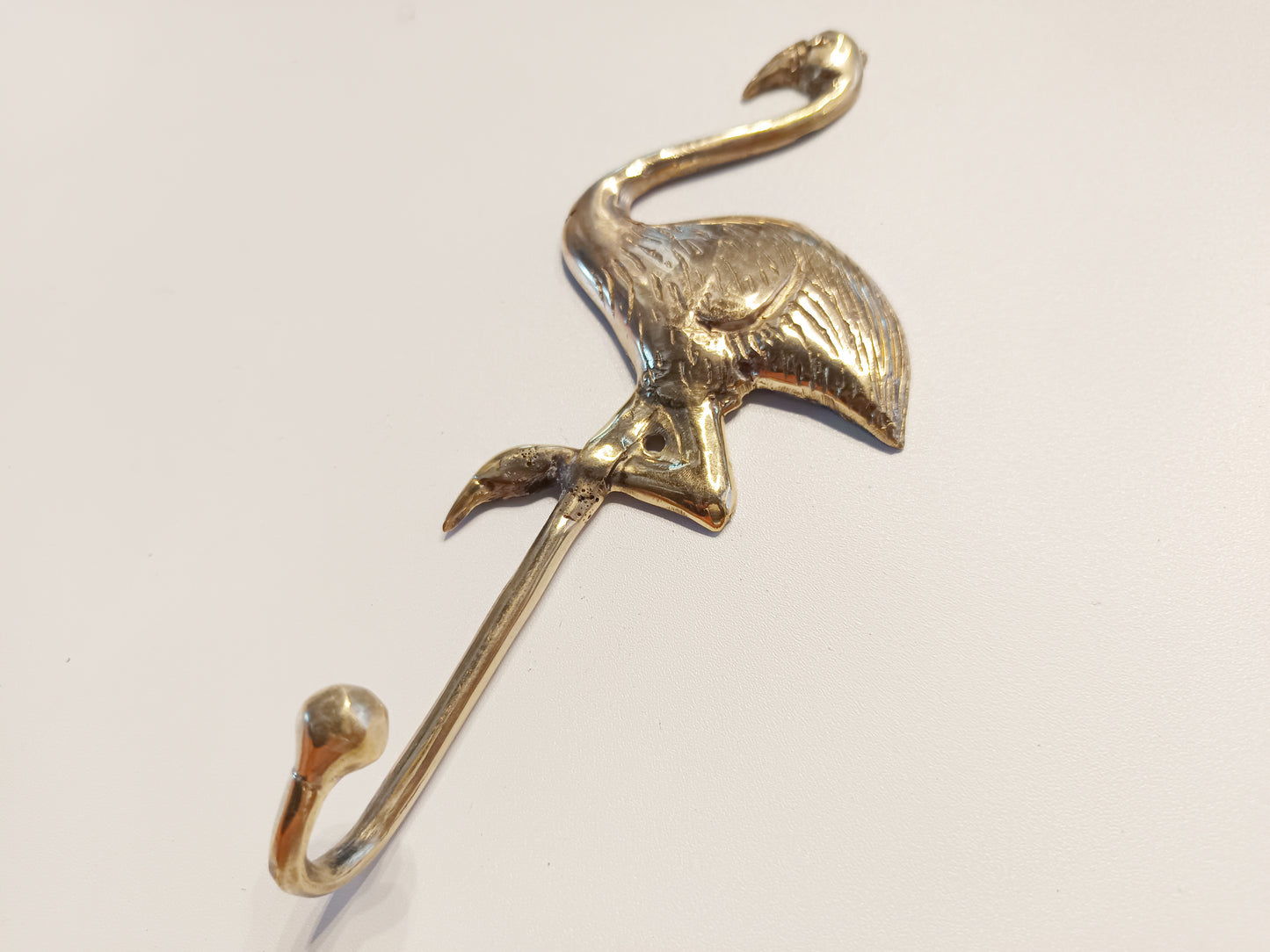 Flamingo brass wall hook, antique brass long legged swan coat rack