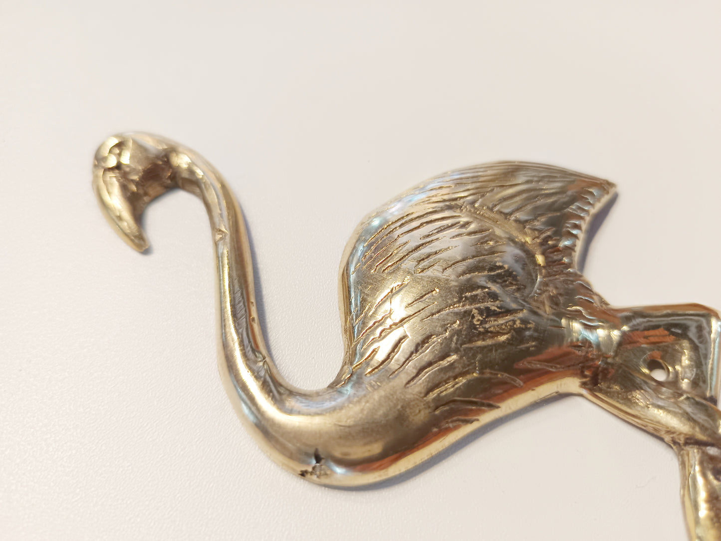 Flamingo brass wall hook, antique brass long legged swan coat rack