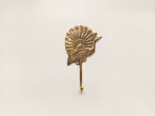 Peacock brass wall hook, antique brass exotic bird coat rack