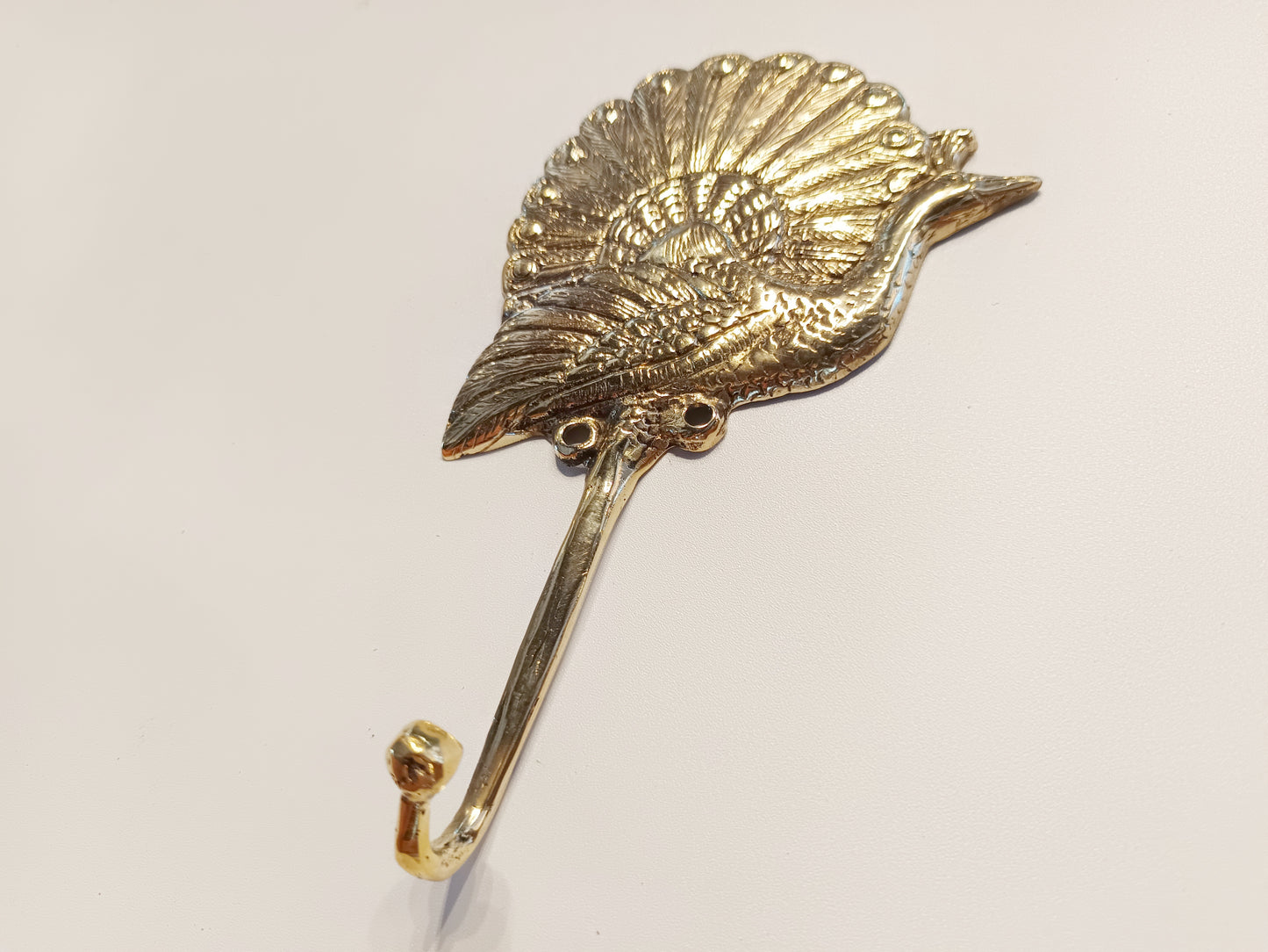 Peacock brass wall hook, antique brass exotic bird coat rack