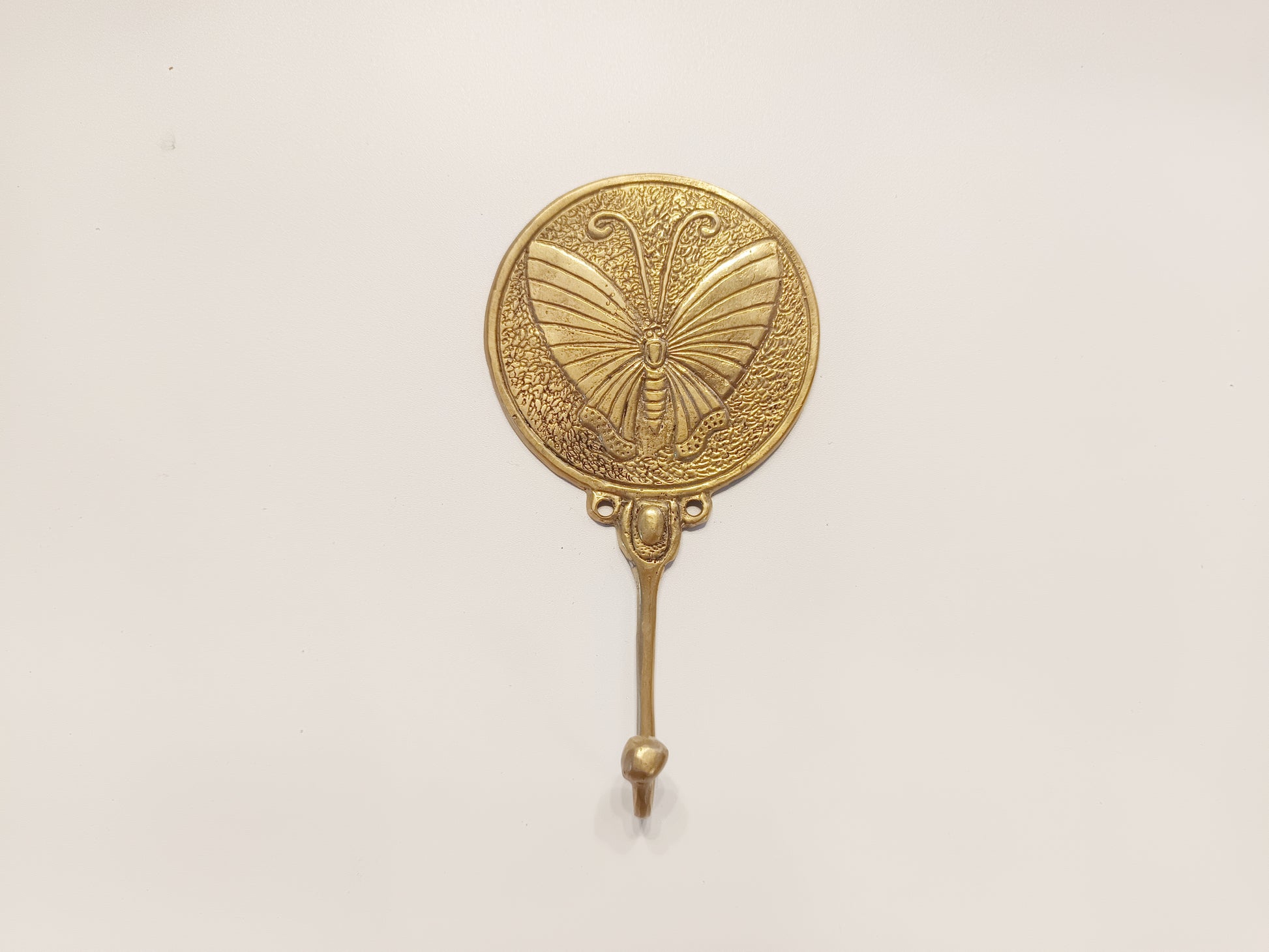 Round moth brass wall hook, antique brass round butterfly coat
