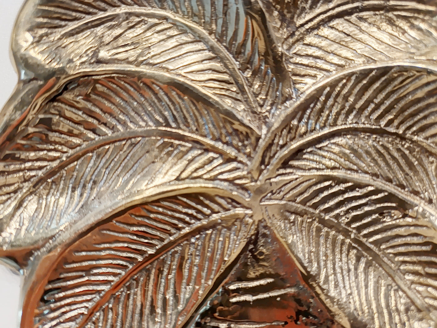 Coconut palm tree brass ring dish, antique brass trinket plate