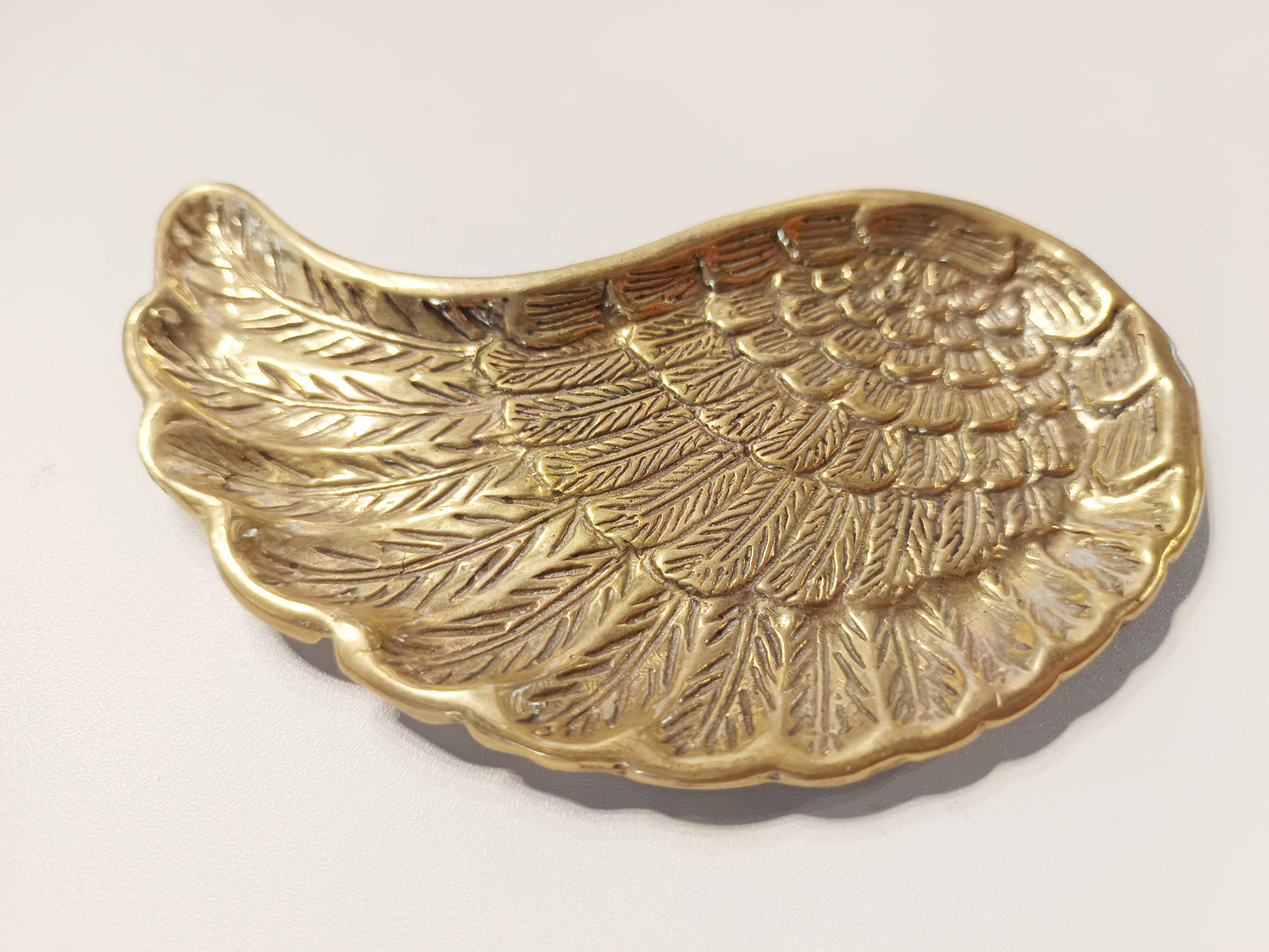 Wing brass ring dish, antique brass trinket plate