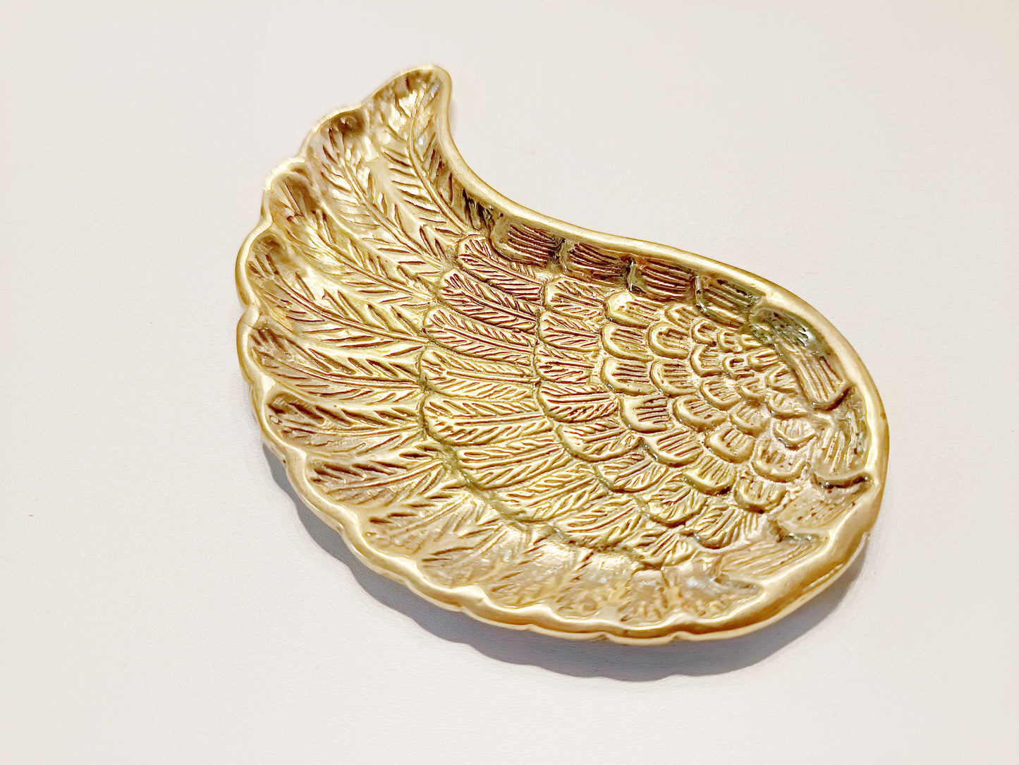 Wing brass ring dish, antique brass trinket plate