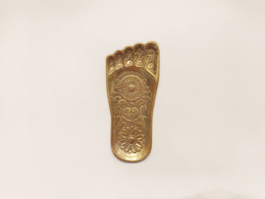 Sole foot brass ring dish, antique brass trinket plate