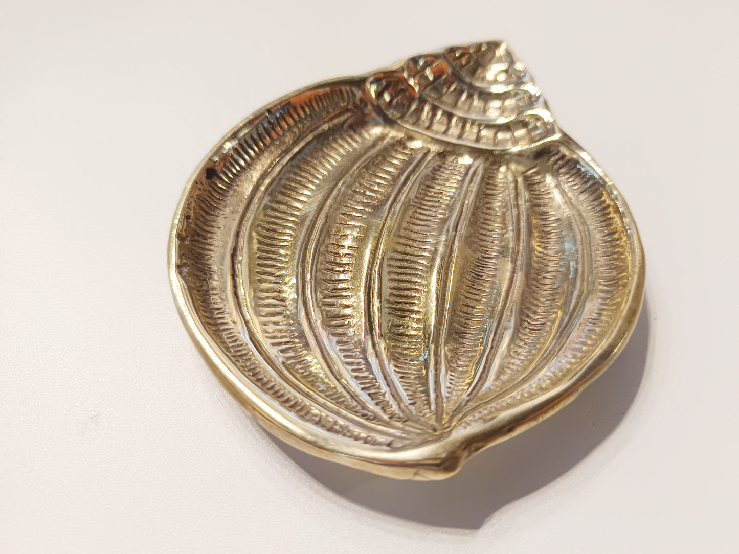 Snail brass ring dish, antique brass trinket plate