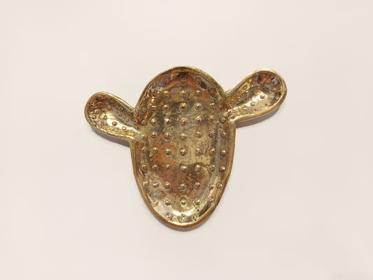 Cactus brass ring dish, antique brass trinket plate