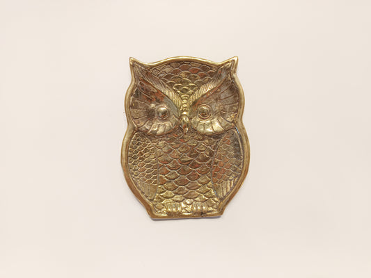 Owl palm brass ring dish, antique brass trinket plate